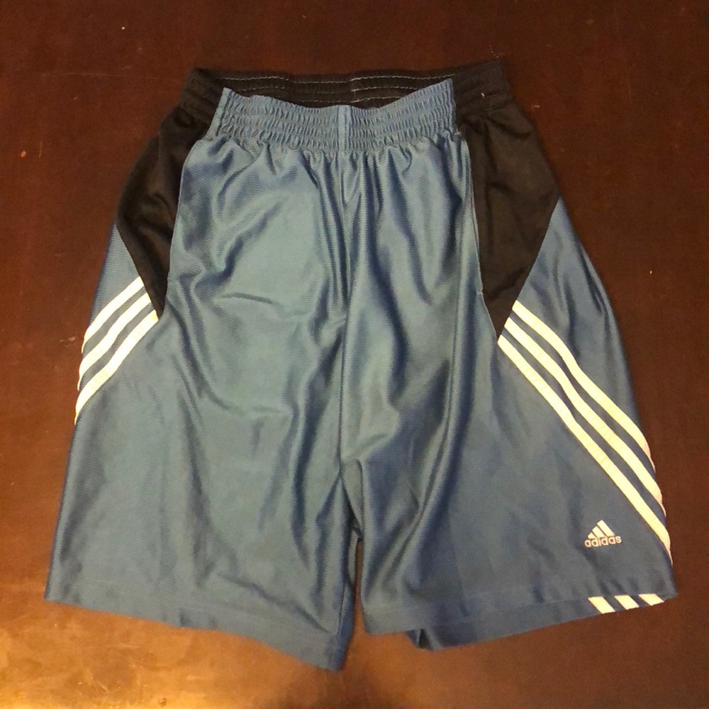 Adidas light blue athletic shorts